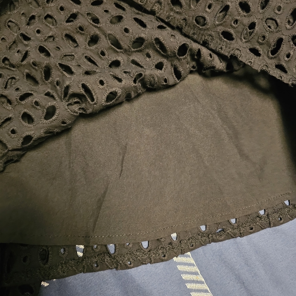 Chic Black Eyelet Long Sleeve Dress - Picture 9 of 11